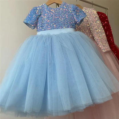 Girls' Sequin Lace Tulle Princess Dress for Parties