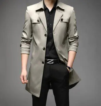 Men's Mid-Length Casual Windbreaker Jacket (Spring/Autumn)