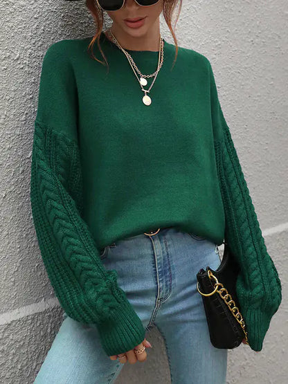 Women's Vintage Knitted Green Wool Sweater