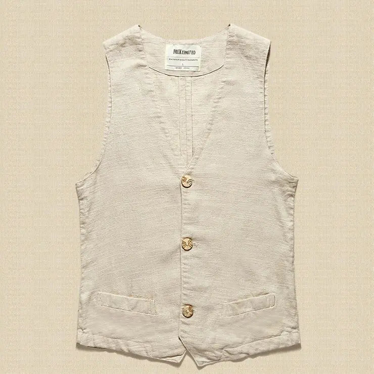Men's Linen Vest and Cotton-Linen Sleeveless Jacket