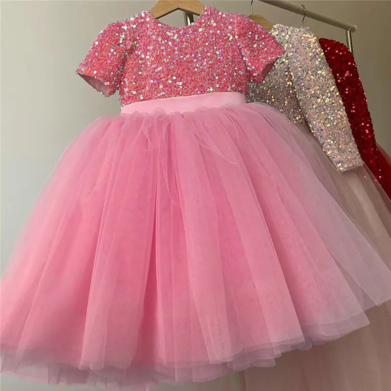 Girls' Sequin Lace Tulle Princess Dress for Parties