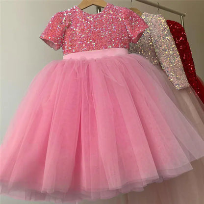 Girls' Sequin Lace Tulle Princess Dress for Parties