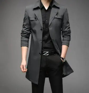 Men's Mid-Length Casual Windbreaker Jacket (Spring/Autumn)