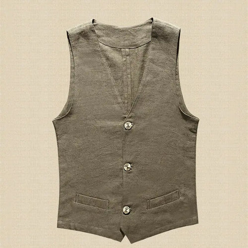 Men's Linen Vest and Cotton-Linen Sleeveless Jacket