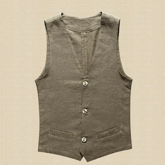 Men's Linen Vest and Cotton-Linen Sleeveless Jacket