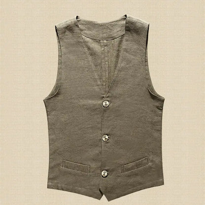 Men's Linen Vest and Cotton-Linen Sleeveless Jacket