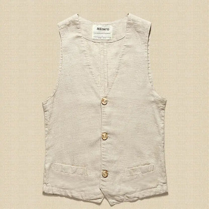 Men's Linen Vest and Cotton-Linen Sleeveless Jacket