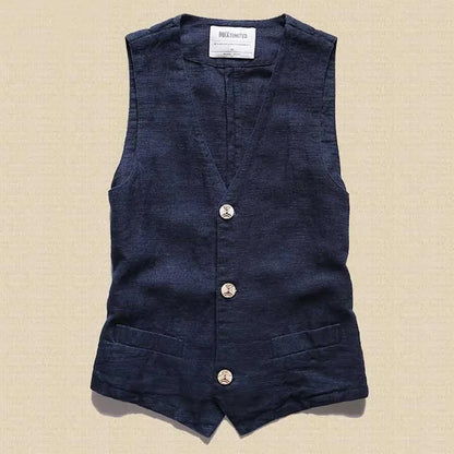 Men's Linen Vest and Cotton-Linen Sleeveless Jacket