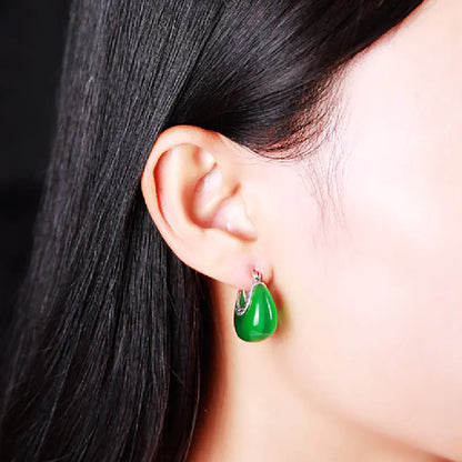 925 Silver Vintage Cat's Eye Stone Earrings (Gift)