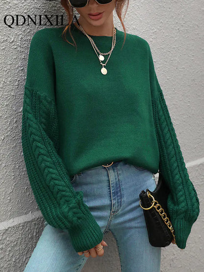 Women's Vintage Knitted Green Wool Sweater