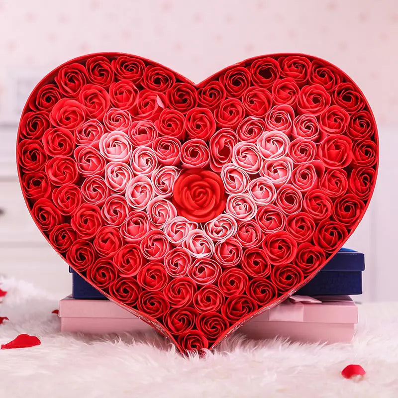 Gradient LED Heart-Shaped Soap Rose Gift Box
